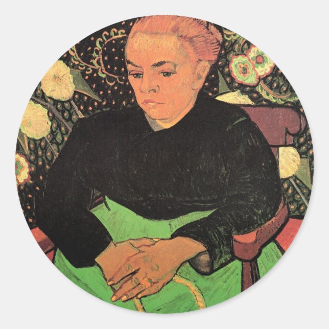 Sticker Rond La Berceuse (Augustine Roulin) par Vincent van Gog (Devant)
