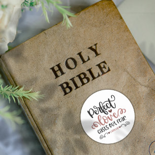 Sticker Rond La Bible Chrétienne ✝️ L'Amour Parfait Écrase La P