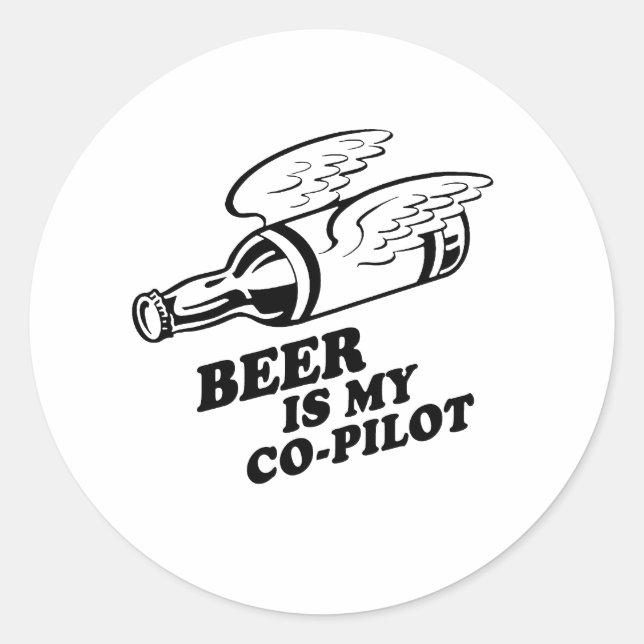 STICKER ROND LA BIÈRE EST MON COPILOTE (Devant)