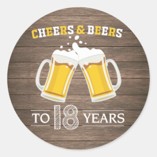 Sticker Rond La bière et la bière rustiques à 18 ans