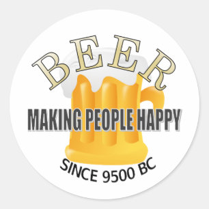 Sticker Rond La bière rend les gens heureux