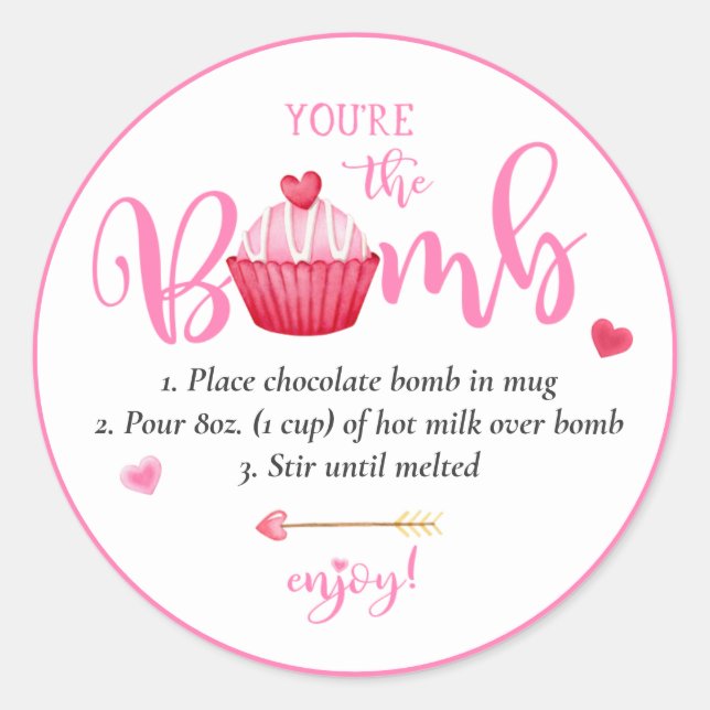 Sticker Rond La bombe au chocolat chaud de Valentine Vous êtes  (Devant)
