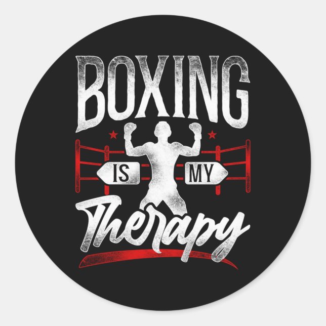 Sticker Rond La Boxe Est Ma Thérapie (Devant)