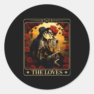 Sticker Rond La carte de tarot des amoureux squelette Saint-Val