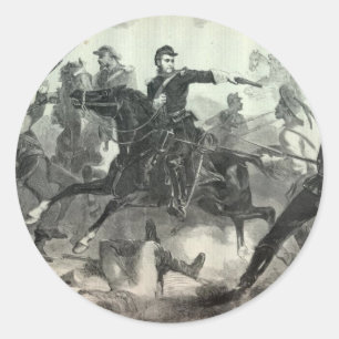 Sticker Rond La cavalerie de guerre civile attaquent