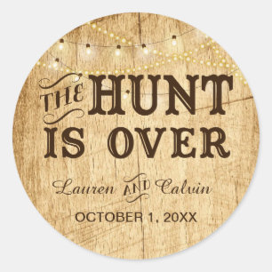 Sticker Rond La chasse est sur le mariage campagnard l'autocoll