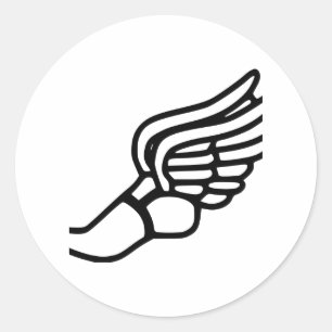 Sticker Rond La Chaussure Avec Des Ailes
