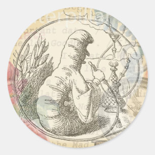 Sticker Rond La chenille du Pays des Merveilles d'Alice : Tenni