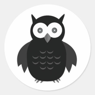 Sticker Rond La Chouette noire et blanche