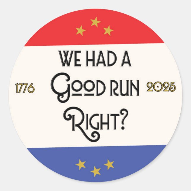 Sticker Rond La chute de la démocratie (Devant)