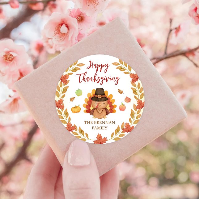Sticker Rond La Chute Russe Laisse Gobble Thanksgiving (Créateur téléchargé)