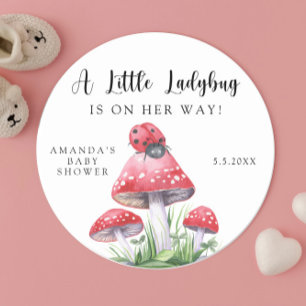Sticker Rond La coccinelle aquarelle est en route ! baby shower
