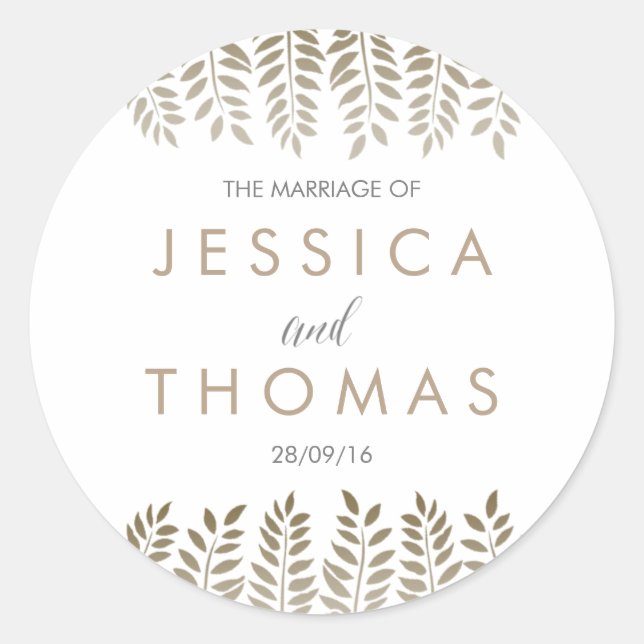 Sticker Rond La collection de Mariages Monochrome Fern Woodland (Devant)