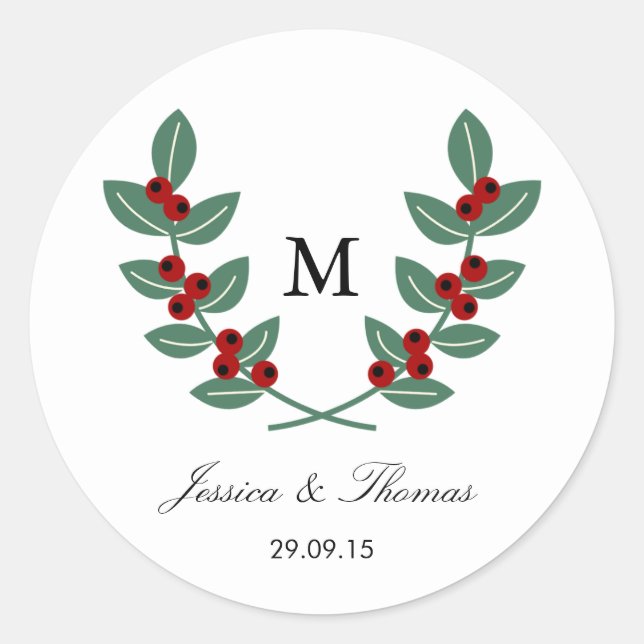 Sticker Rond La collection de Mariages Monogram Berry Bush (Devant)