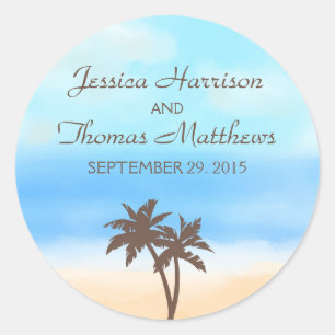 Sticker Rond La collection de mariages Watercolor Beach