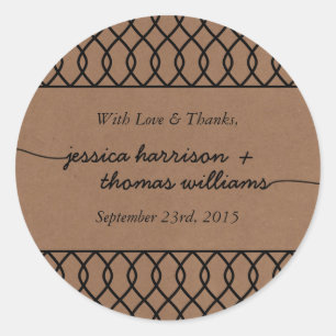 Sticker Rond La collection de Mariages Whimsical Kraft moderne