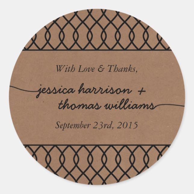 Sticker Rond La collection de Mariages Whimsical Kraft moderne (Devant)