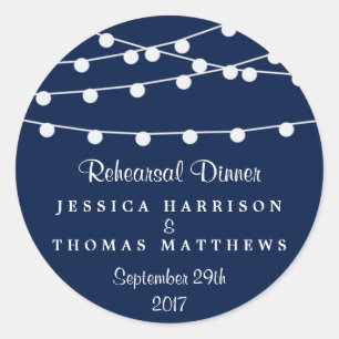 Sticker Rond La Collection Mariage Bleu Marine Lights