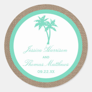Sticker Rond La collection Tropical Palm Tree Beach Wedding