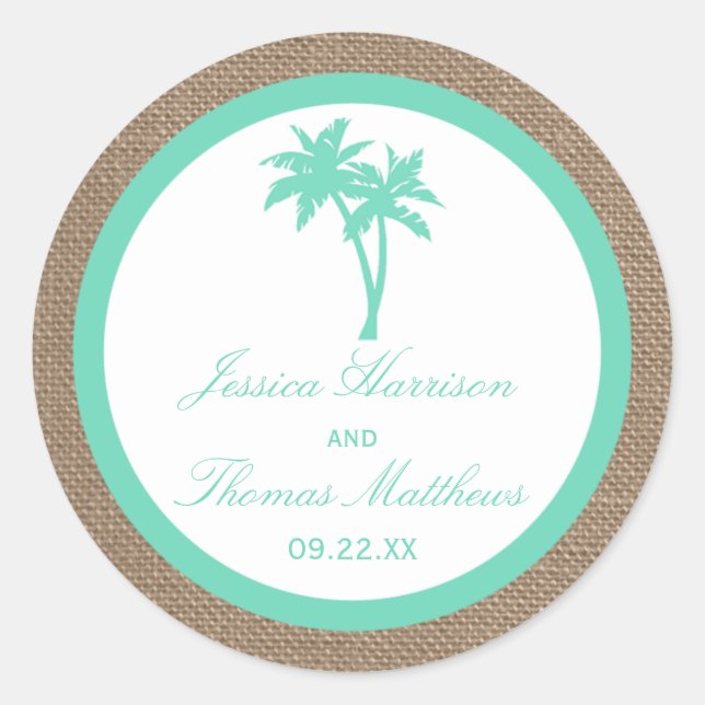 Sticker Rond La collection Tropical Palm Tree Beach Wedding (Devant)