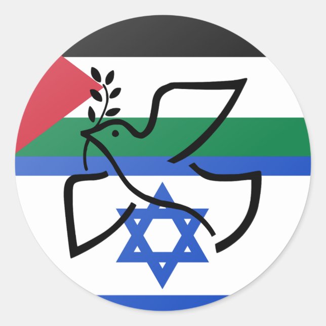 Sticker Rond La colombe de la paix sur Israël Palestine (Devant)