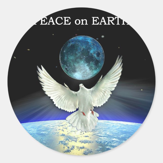 Sticker Rond La colombe de la paix sur la planète Terre (Devant)