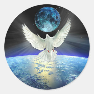 Sticker Rond La colombe de la paix sur Terre depuis l'espace