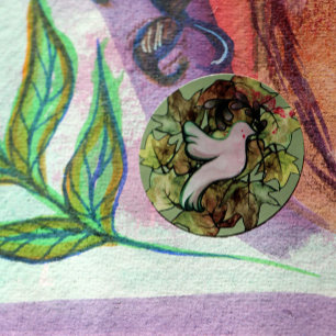 Sticker Rond La colombe de la paix sur Terre et l'espoir de la 