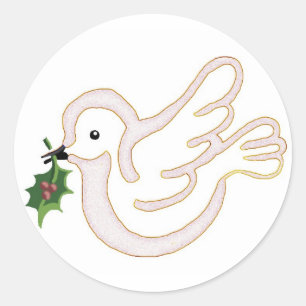Sticker Rond La colombe de Noël