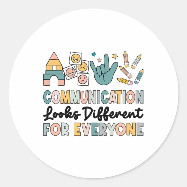 Sticker Rond La Communication Semble Différente Pour Tous L'Aut (Devant)