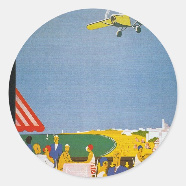 Sticker Rond La Côte Basque Par Avion (Devant)