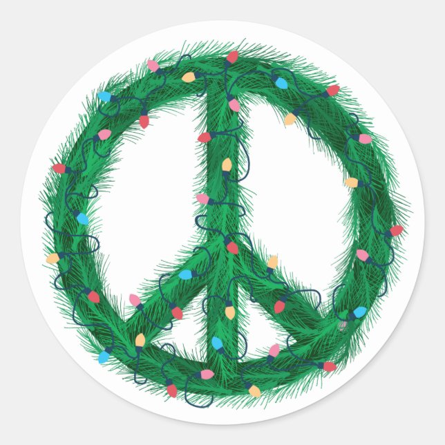 Sticker Rond La couronne de paix avec les lumières des fêtes (Devant)