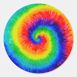 Sticker Rond La cravate meurent arc-en-ciel en encre d'alcool