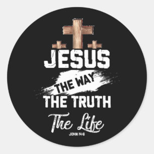 Sticker Rond La Croix chrétienne Jésus La Voie Vérité Jean