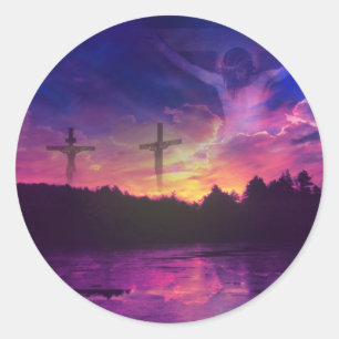 Sticker Rond La Crucifixion de Jésus-Christ sur la Croix