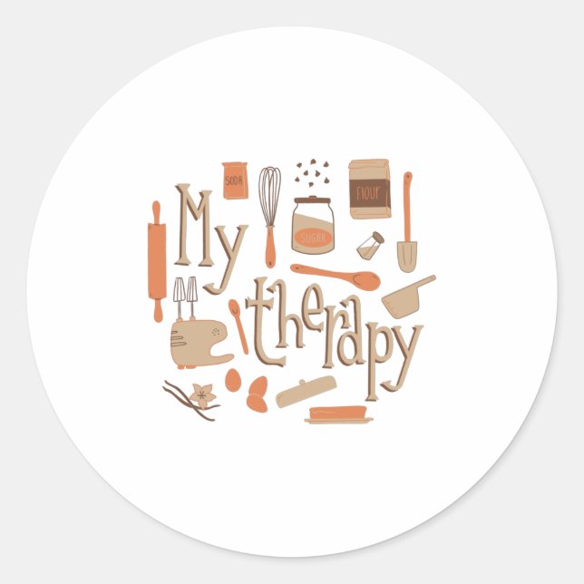 STICKER ROND LA CUISINE EST MA THÉRAPIE (Devant)