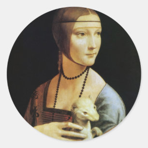 Sticker Rond La Dame à l'hermine de Léonard de Vinci