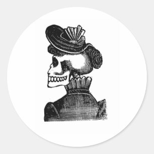 Sticker Rond La Dame de Squelette. Vers le début des années 190