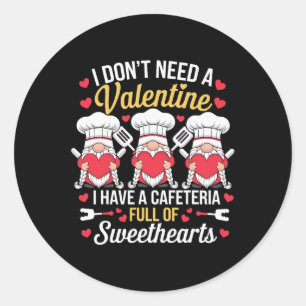 Sticker Rond La dame du déjeuner Valentine j'ai une cantine ple