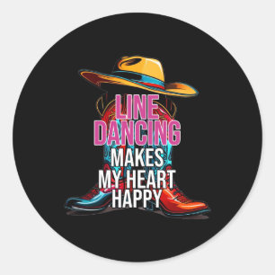 Sticker Rond La Danse En Ligne Fait De Mon Coeur Un Pays Heureu