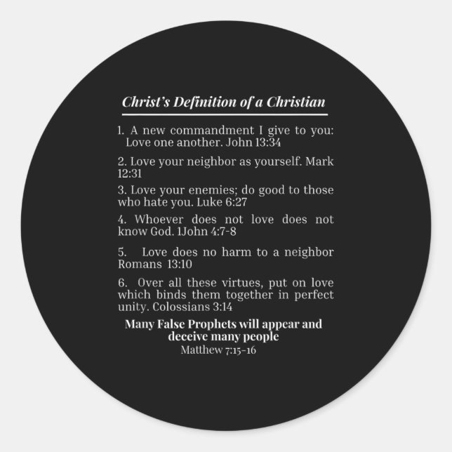 Sticker Rond La définition du Christ d'une Bible chrétienne Ver (Devant)