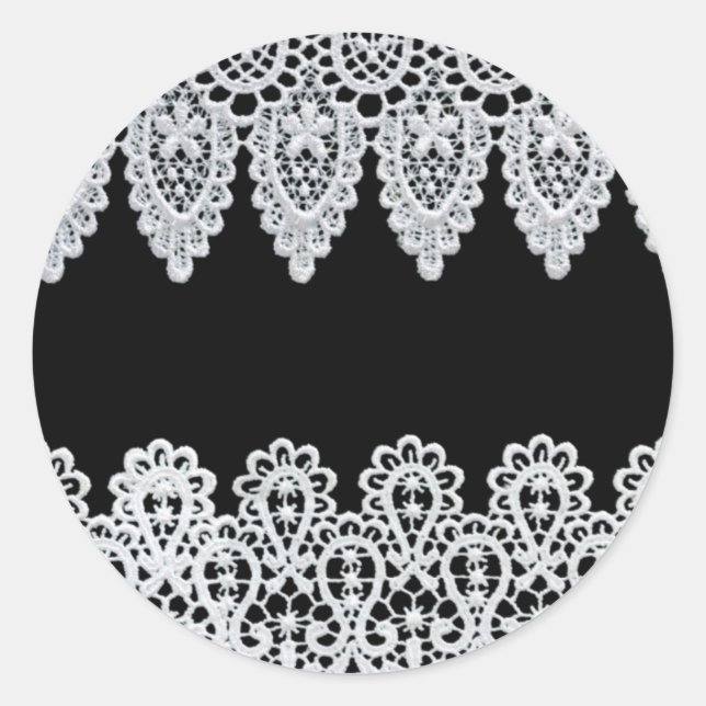 Sticker Rond La dentelle blanche forme une bordure délicate con (Devant)