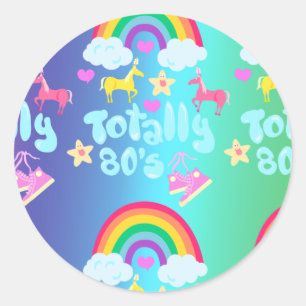 Sticker Rond La devise arc-en-ciel des années 80