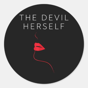 Sticker Rond La Diable Elle-Même Rétro Occulte Femmes Féminin S