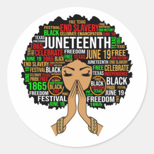 Sticker Rond La dix-neuvième Reine Black Melanin priant femmes 