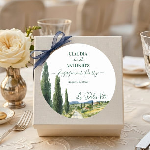 Sticker Rond La Dolce Vita Fête Élégante de Fiançailles