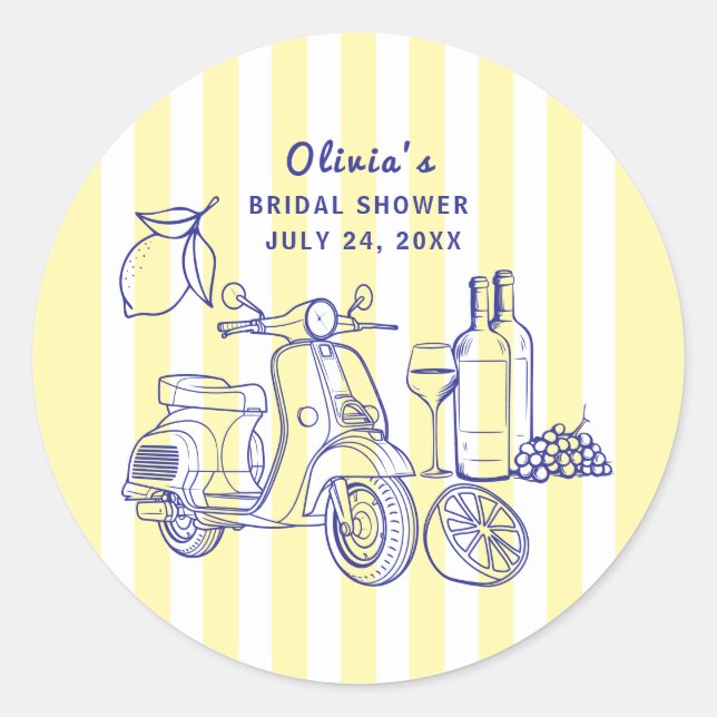 Sticker Rond La Dolce Vita Italienne Citron Fête des mariées (Devant)