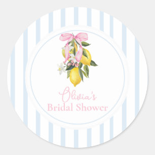 Sticker Rond La Dolce Vita Lemon Rose Bow Baby Shower de Mariag