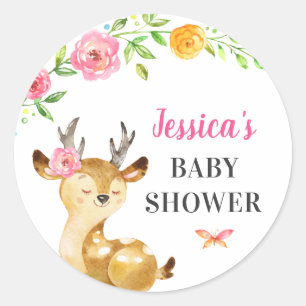 Sticker Rond La douche de bébé de cerfs communs arrosent le