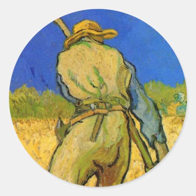 Sticker Rond La Faucheuse (après Millet) par Vincent van Gogh (Devant)